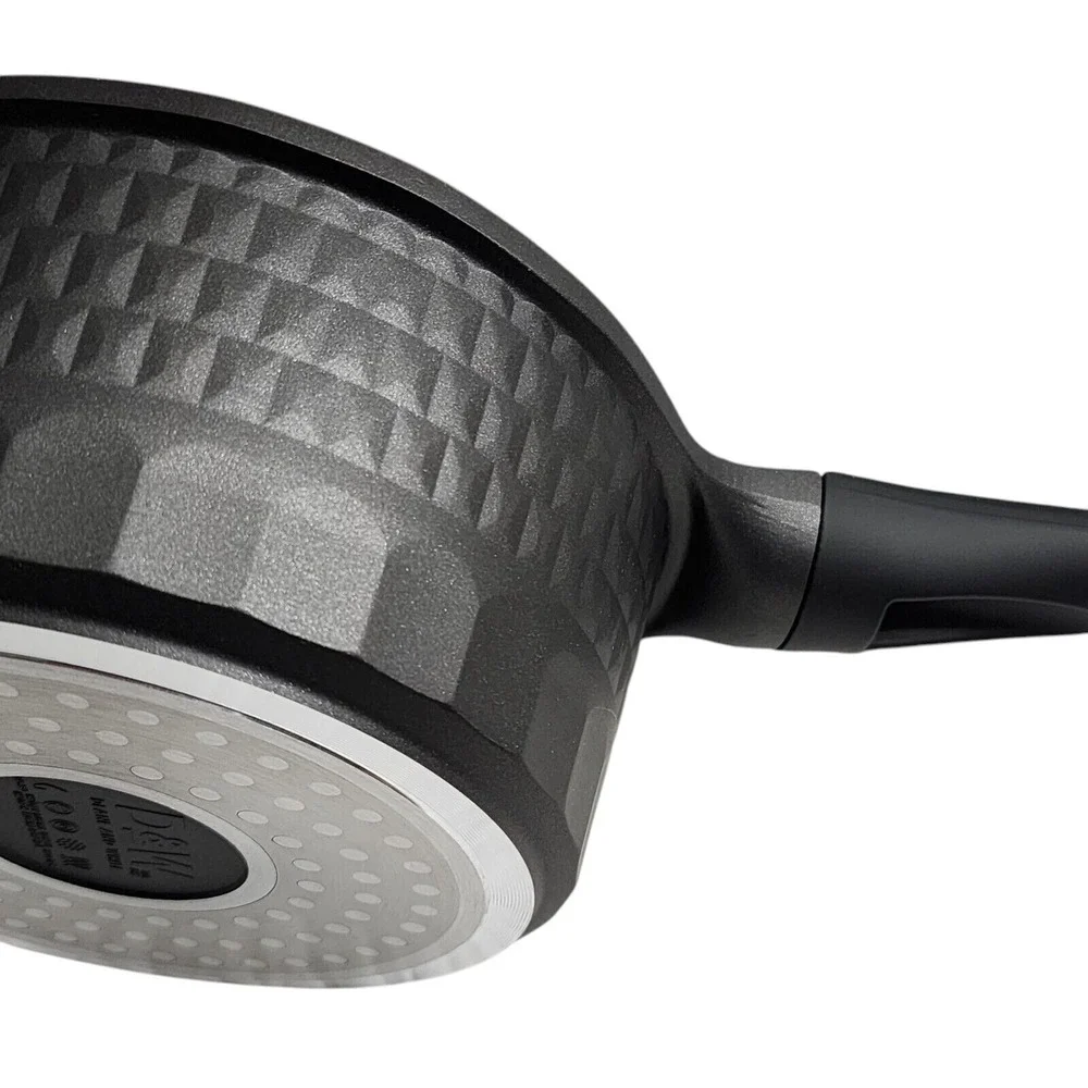 D&W Premium Cookware 7in‎ Saucepan Casserole Nonstick With Glass Lid 1.9QT Black